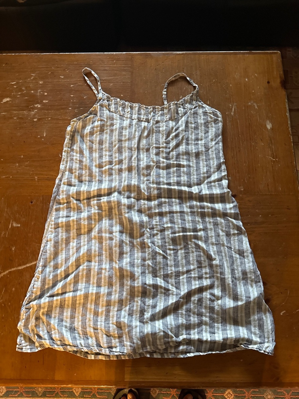 FLAX Brand Striped Cotton Slip Dress - White & Gray - Picture 3 of 3